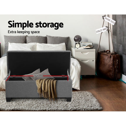 Artiss Storage Ottoman Blanket Box 97cm Linen Grey.