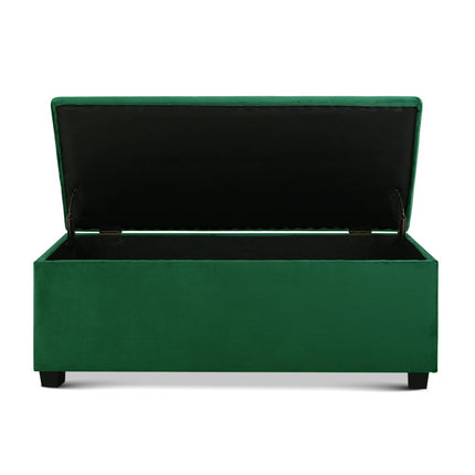 Artiss Storage Ottoman Blanket Box 97cm Velvet Green.
