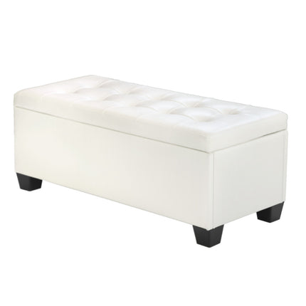 Artiss Storage Ottoman Blanket Box 97cm Leather White.