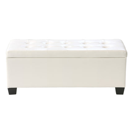 Artiss Storage Ottoman Blanket Box 97cm Leather White.