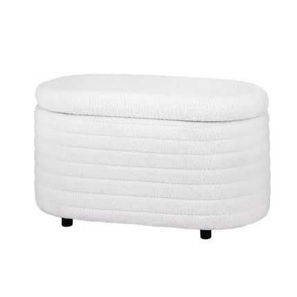 Artiss Storage Ottoman Blanket Box 87cm Boucle Fabric Oval.