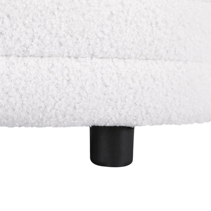 Artiss Storage Ottoman Blanket Box 87cm Boucle Fabric Oval.