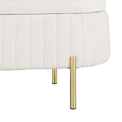 Artiss Storage Ottoman Blanket Box 87cm Velvet Oval White.