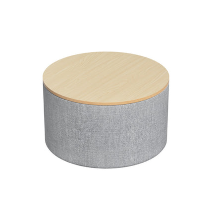 Artiss Storage Ottoman Blanket Box 60cm Linen Round Grey.