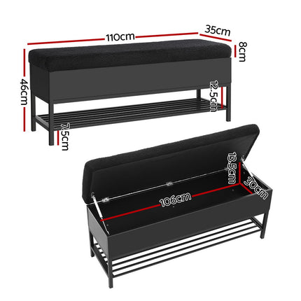 Artiss Storage Ottoman Blanket Box 110cm Boucle Shelf.
