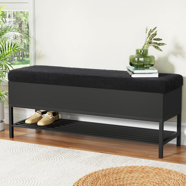 Artiss Storage Ottoman Blanket Box 110cm Boucle Shelf.