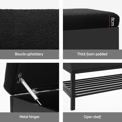 Artiss Storage Ottoman Blanket Box 110cm Boucle Shelf.