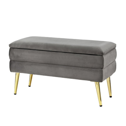 Artiss Ottoman Storage Foot Stool Velvet Grey.