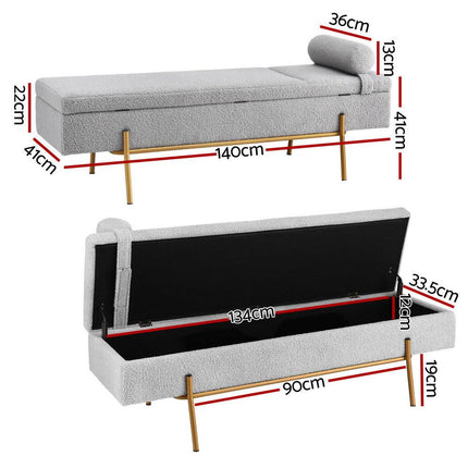 Artiss Storage Ottoman Bed 140cm Pillow Foot Stool.