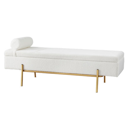 Artiss Storage Ottoman Bed 140cm Pillow Boucle Fabric.