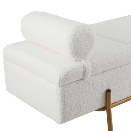 Artiss Storage Ottoman Bed 140cm Pillow Boucle Fabric.