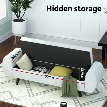 Artiss Storage Ottoman Blanket Box Armrest 140cm Grey.