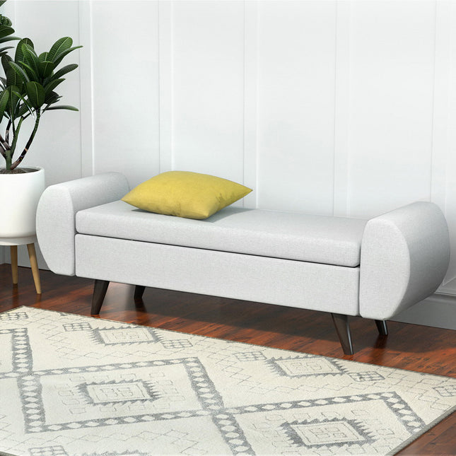 Artiss Storage Ottoman Blanket Box Armrest 140cm Grey.