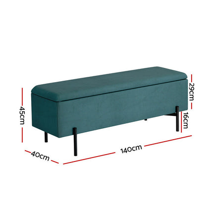 Artiss Storage Ottoman Blanket Box 140cm Velvet Green.