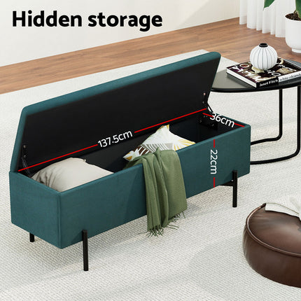 Artiss Storage Ottoman Blanket Box 140cm Velvet Green.