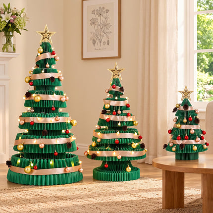Jingle Jollys 3PCS Christmas Tree Decoration with Lights Foldable Easy Setup Tree