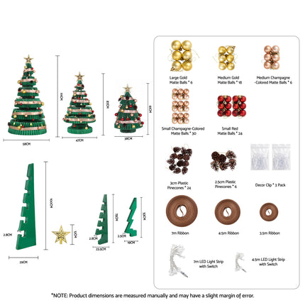 Jingle Jollys 3PCS Christmas Tree Decoration with Lights Foldable Easy Setup Tree
