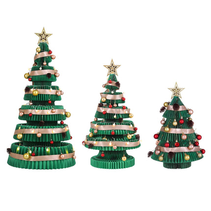 Jingle Jollys 3PCS Christmas Tree Decoration with Lights Foldable Easy Setup Tree