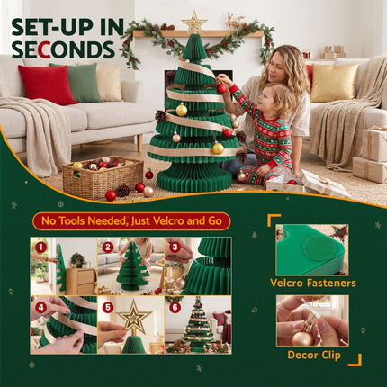 Jingle Jollys 3PCS Christmas Tree Decoration with Lights Foldable Easy Setup Tree