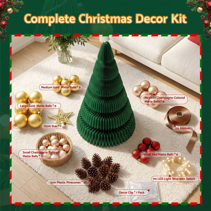 Jingle Jollys 3PCS Christmas Tree Decoration with Lights Foldable Easy Setup Tree