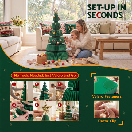 Jingle Jollys 47cm&111cm Christmas Tree Decoration Foldable Xmas Paper Tree