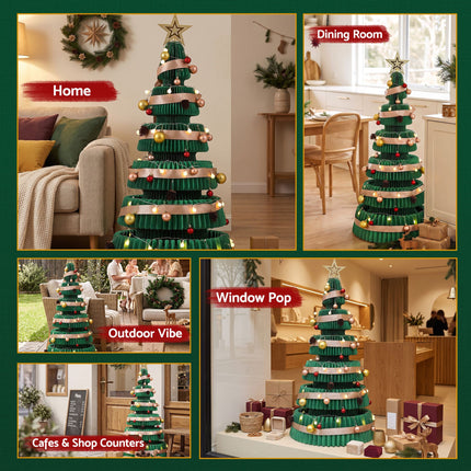 Jingle Jollys 47cm&111cm Christmas Tree Decoration Foldable Xmas Paper Tree