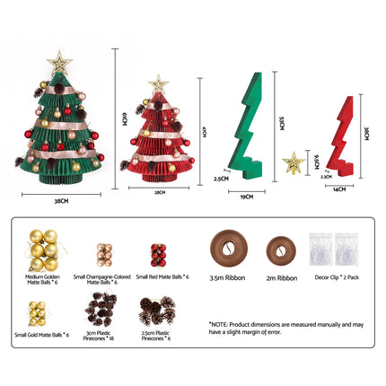 Jingle Jollys 2PCS Folding Tabletop Christmas Tree Xmas Decorations Red & Green