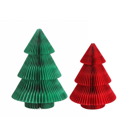 Jingle Jollys 2PCS Folding Tabletop Christmas Tree Xmas Decorations Red & Green