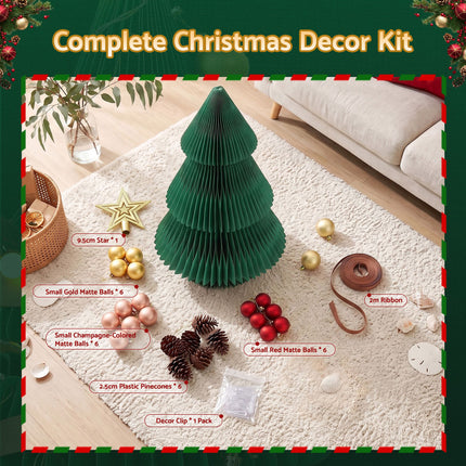Jingle Jollys 2PCS Folding Tabletop Christmas Tree Xmas Decorations Red & Green