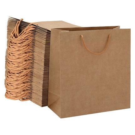 50pcs Bulk Kraft Paper Bags Pack Brown Shopping Retail Gift Bags Reusable Brown.