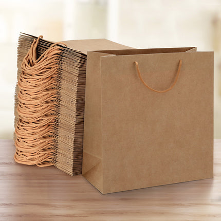 50pcs Bulk Kraft Paper Bags Pack Brown Shopping Retail Gift Bags Reusable Brown.