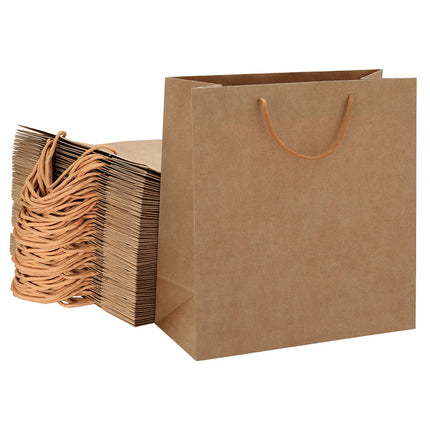 50pcs Bulk Kraft Paper Bags Pack Brown Shopping Retail Gift Bags Reusable Brown.