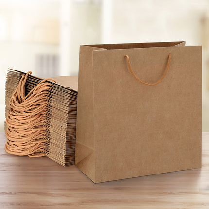 50pcs Bulk Kraft Paper Bags Pack Brown Shopping Retail Gift Bags Reusable Brown.