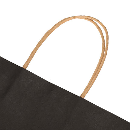 50pcs Bulk Paper Bags Pack Shopping Retail Gift Bags Reusable Soft Handle Black.