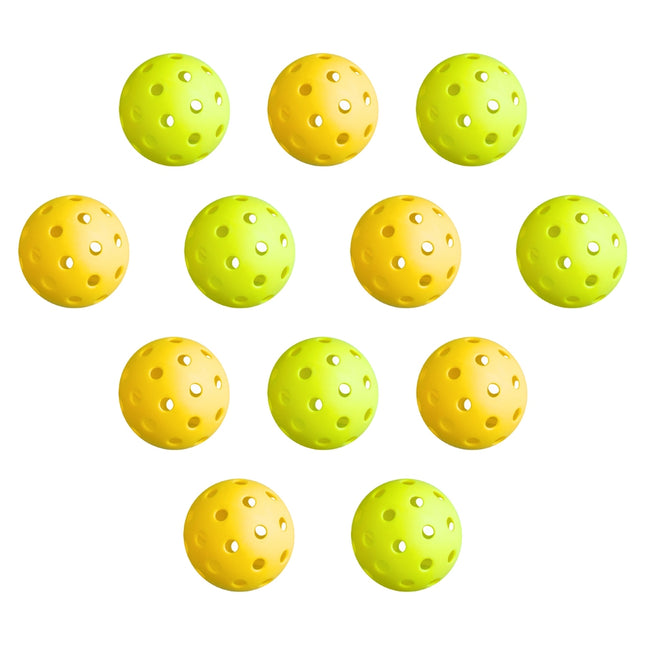 Everfit 12PC Pickleballs Set 40-Hole Design Indoor Outdoor Durable PE Balls Green/Yellow.