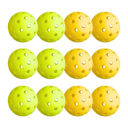 Everfit 12PC Pickleballs Set 40-Hole Design Indoor Outdoor Durable PE Balls Green/Yellow.
