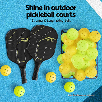 Everfit 12PC Pickleballs Set 40-Hole Design Indoor Outdoor Durable PE Balls Green/Yellow.