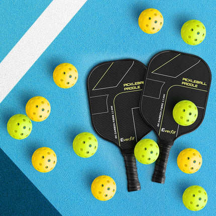 Everfit 12PC Pickleballs Set 40-Hole Design Indoor Outdoor Durable PE Balls Green/Yellow.