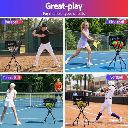 Everfit Portable Ball Cart Foldable Pickleball Tennis Baseball Softball.