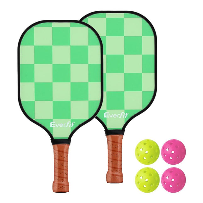 Everfit Pickleball Paddle Set Fiberglass with Balls Bag Tournament Kit 2PCS Pickle Balls Rackets.