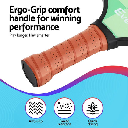 Everfit Pickleball Paddle Set Fiberglass with Balls Bag Tournament Kit 2PCS Pickle Balls Rackets.