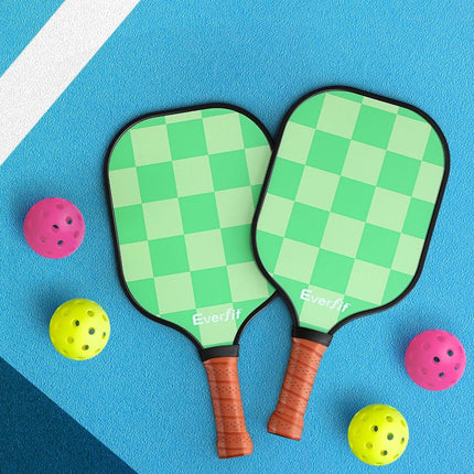 Everfit Pickleball Paddle Set Fiberglass with Balls Bag Tournament Kit 2PCS Pickle Balls Rackets.