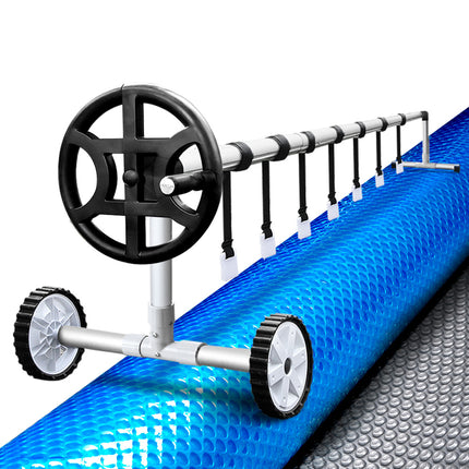 Aquabuddy Pool Cover 500 Micron 10x4m Silver Swimming Pool Solar Blanket 4m Roller.
