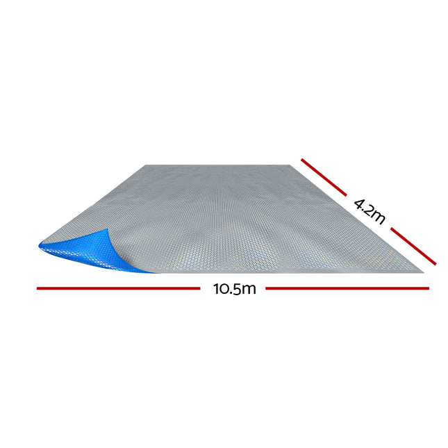 Aquabuddy Pool Cover 500 Micron 10.5x4.2m Swimming Pool Solar Blanket Blue Silver.