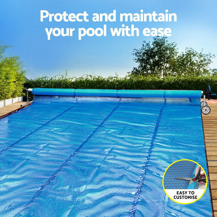 Aqua Buddy Pool Cover 600 Micron Solar Heat Blanket 10.5x4.2m w/ 5.55m Roller Blue.
