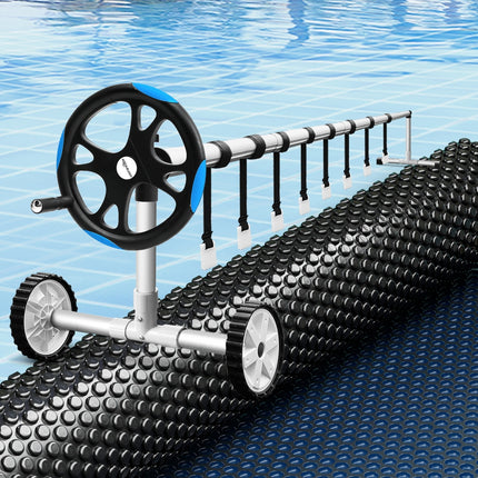 Aqua Buddy Pool Cover 600 Micron 11x4.8m w/ Roller 5.55m Black Solar Blanket.