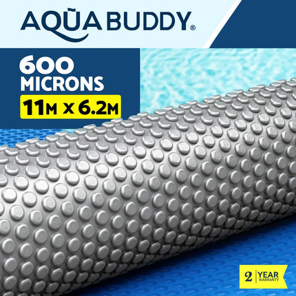 Aqua Buddy Pool Cover 600 Micron 11x6.2m Swimming Pool Solar Blanket Blue Silver.