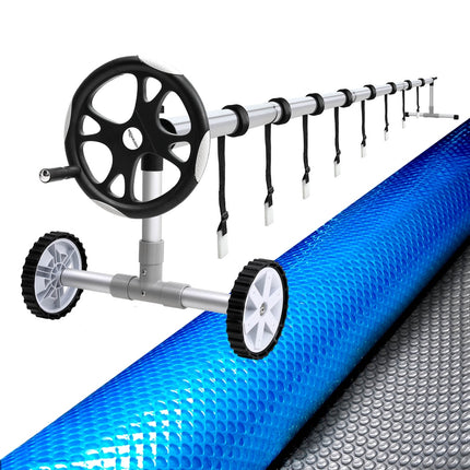 Aqua Buddy Pool Cover 11x6.2m 400 Micron Silver Swimming Pool Solar Blanket 6.55m Roller.