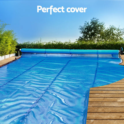 Aqua Buddy Pool Cover 11x6.2m 400 Micron Silver Swimming Pool Solar Blanket 6.55m Roller.