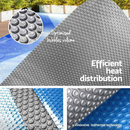Aqua Buddy Pool Cover 11x6.2m 400 Micron Silver Swimming Pool Solar Blanket 6.55m Roller.